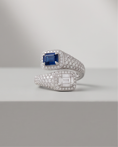 Sapphire and Diamond Bypass Ring