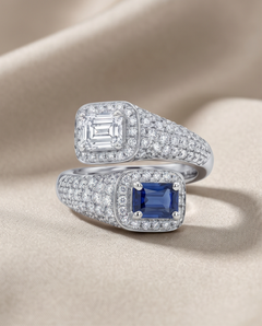 Sapphire and Diamond Bypass Ring