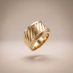 14K Yellow Gold Wide Fluted Band