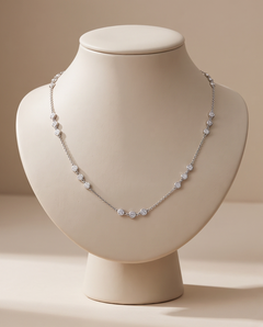 Diamond Station Necklace | 1.80 CTW | 14kt White Gold