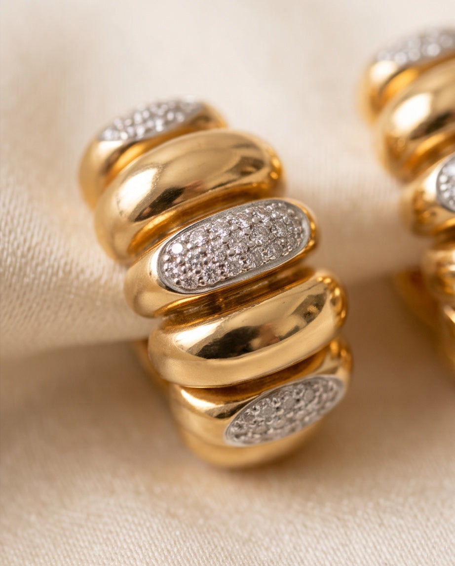 Close-up of pavé diamond bands