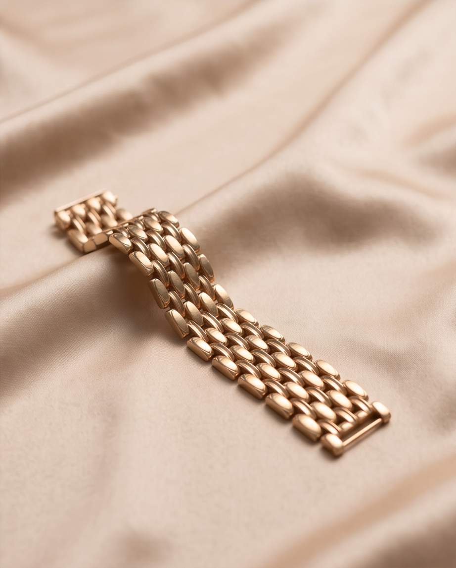 14K Rose & Yellow Gold Wide Two-Tone Brick Link Bracelet