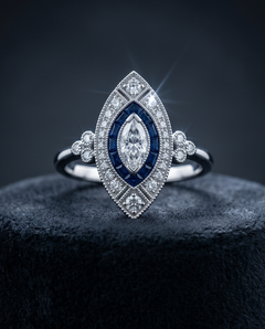 Art Deco-Inspired Marquise Cut Diamond Ring