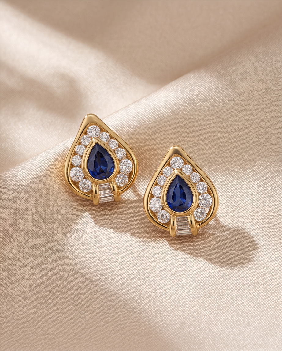 Sapphire and Diamond Earrings