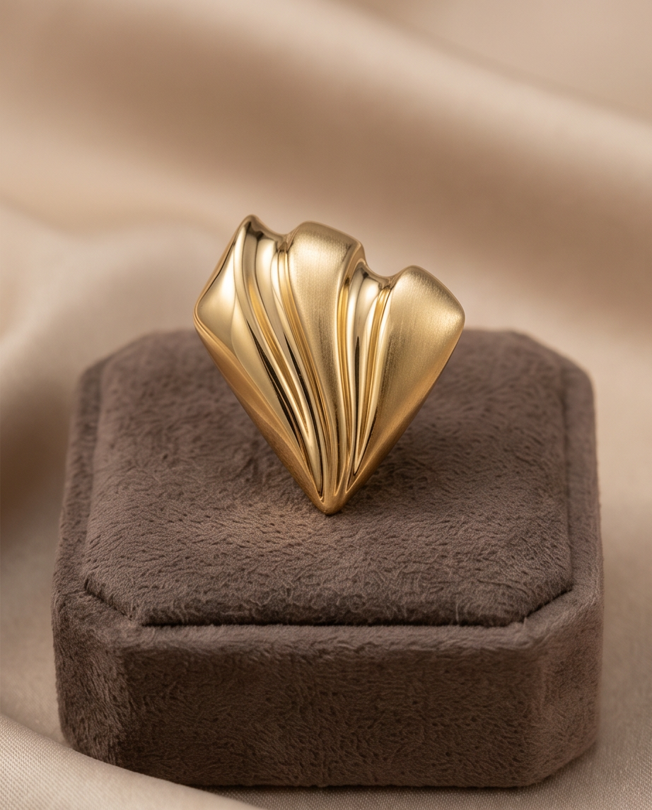 Yellow Gold Fluted Statement Earrings