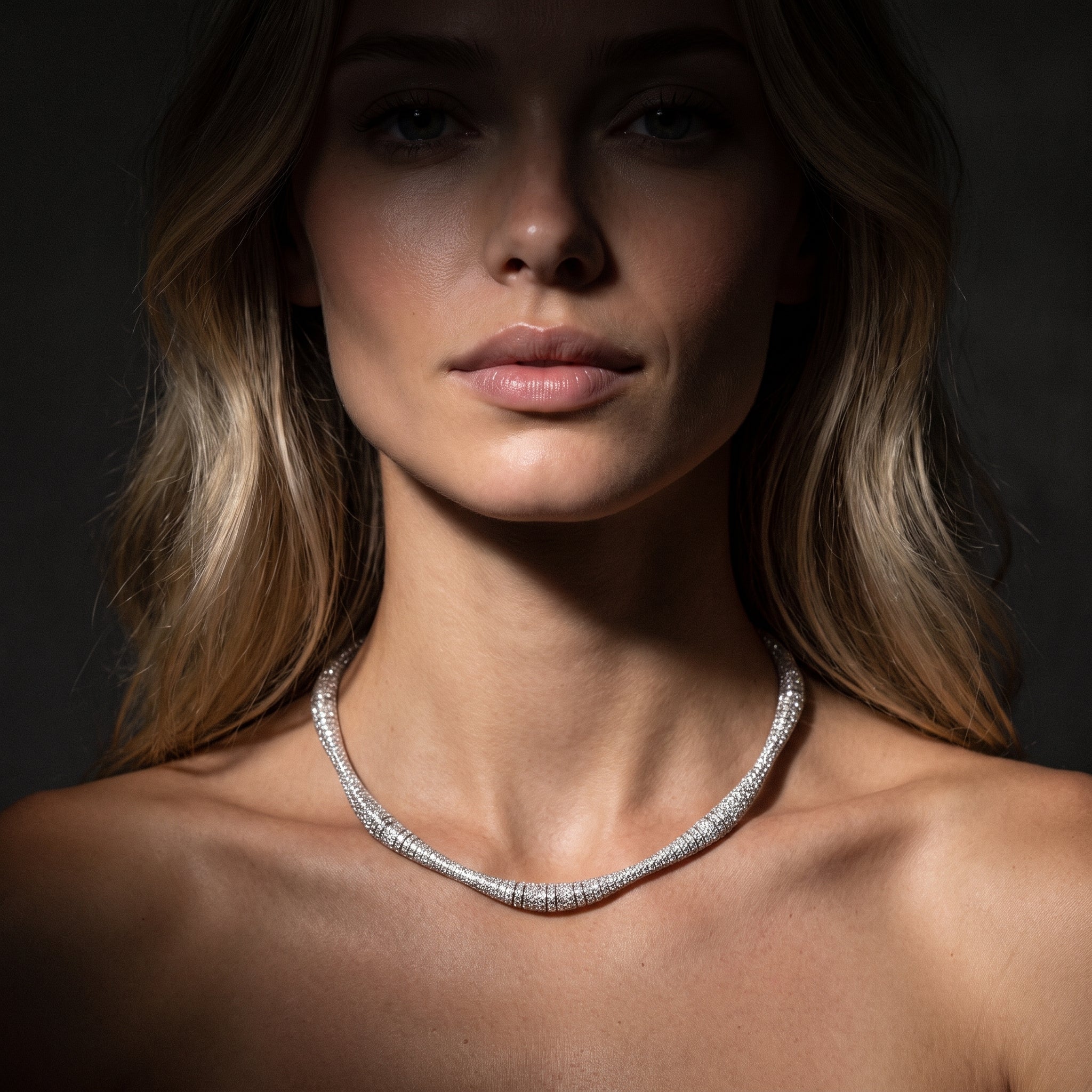 Pavé Diamond Rondelle Flexible Necklace