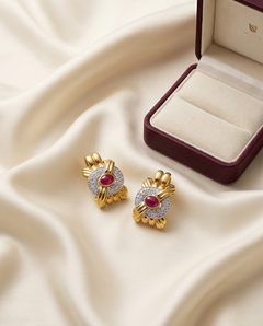 Yellow Gold Ruby Earrings