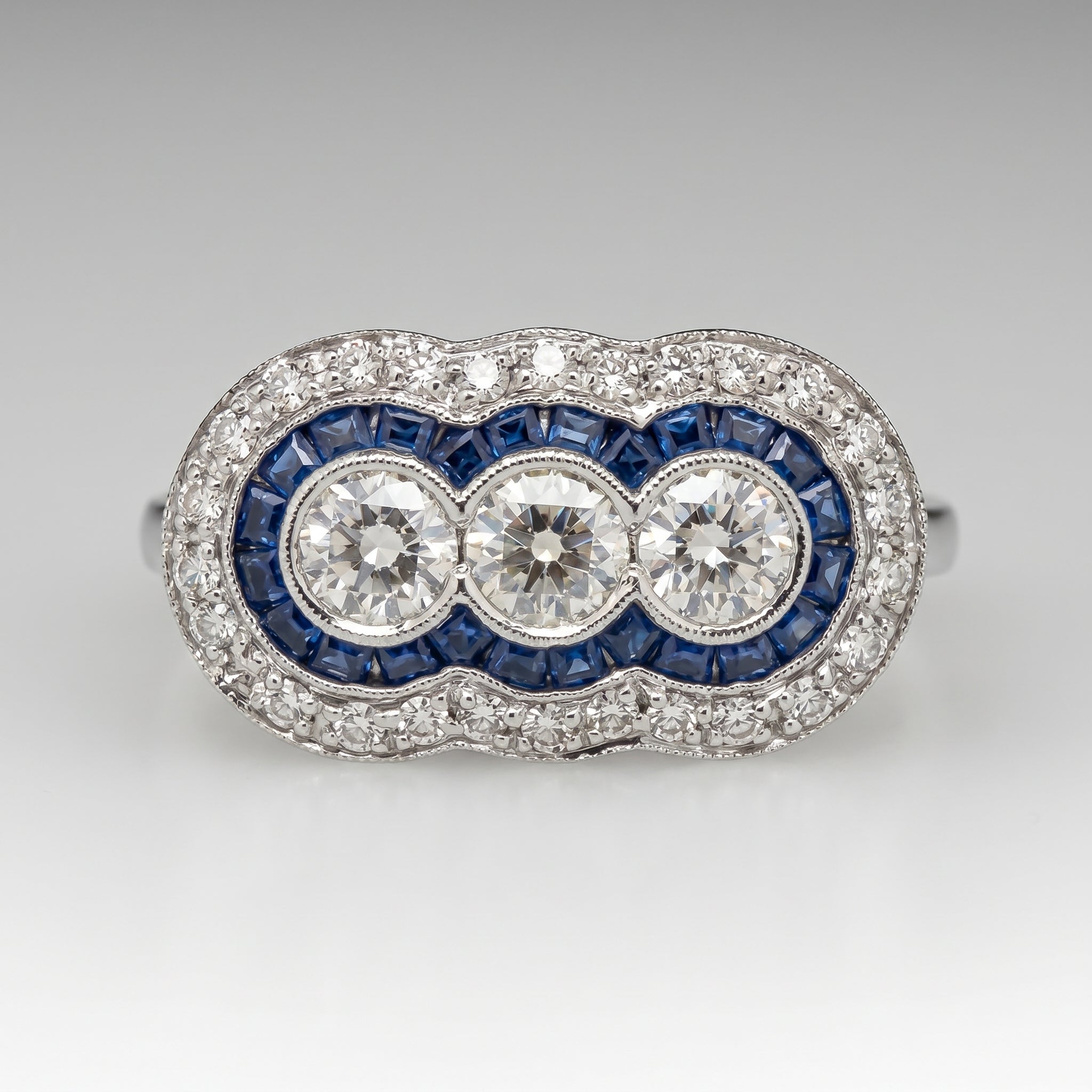 Diamond and Sapphire Art Dec Style Ring