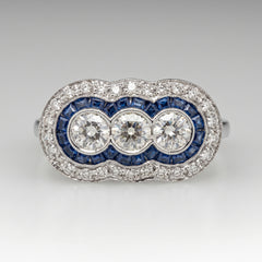 Diamond and Sapphire Art Dec Style Ring