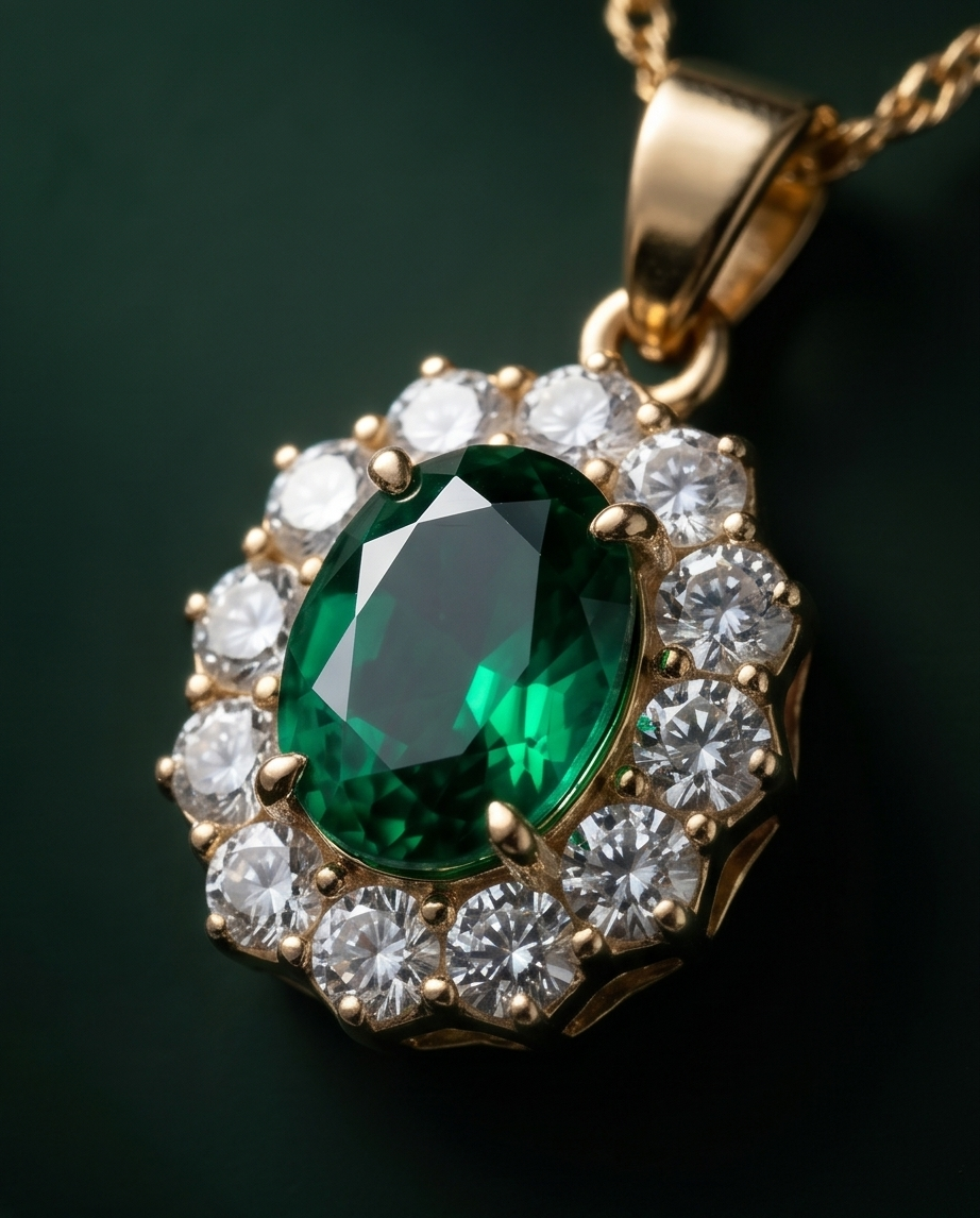 Emerald and Diamond Pendant