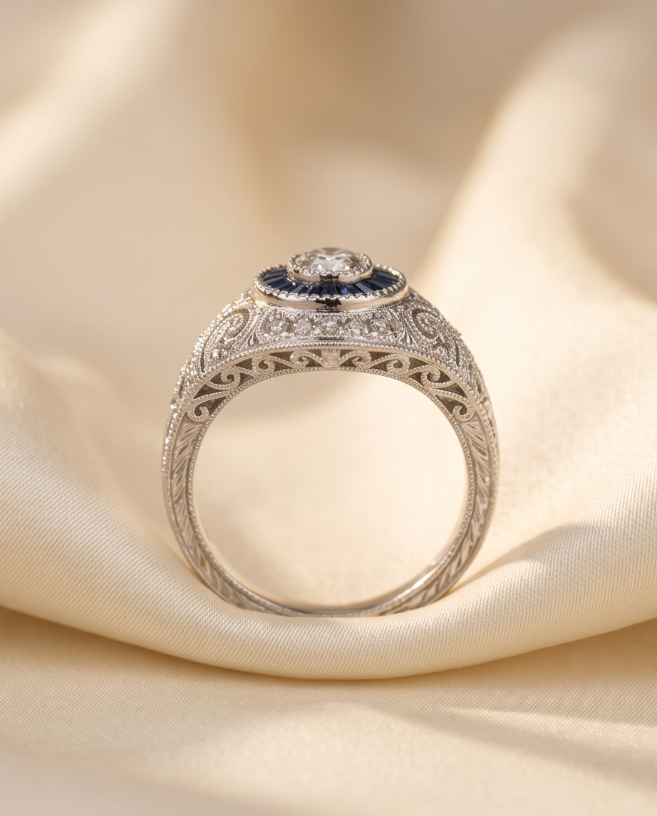 Diamond and Sapphire Art Deco Ring