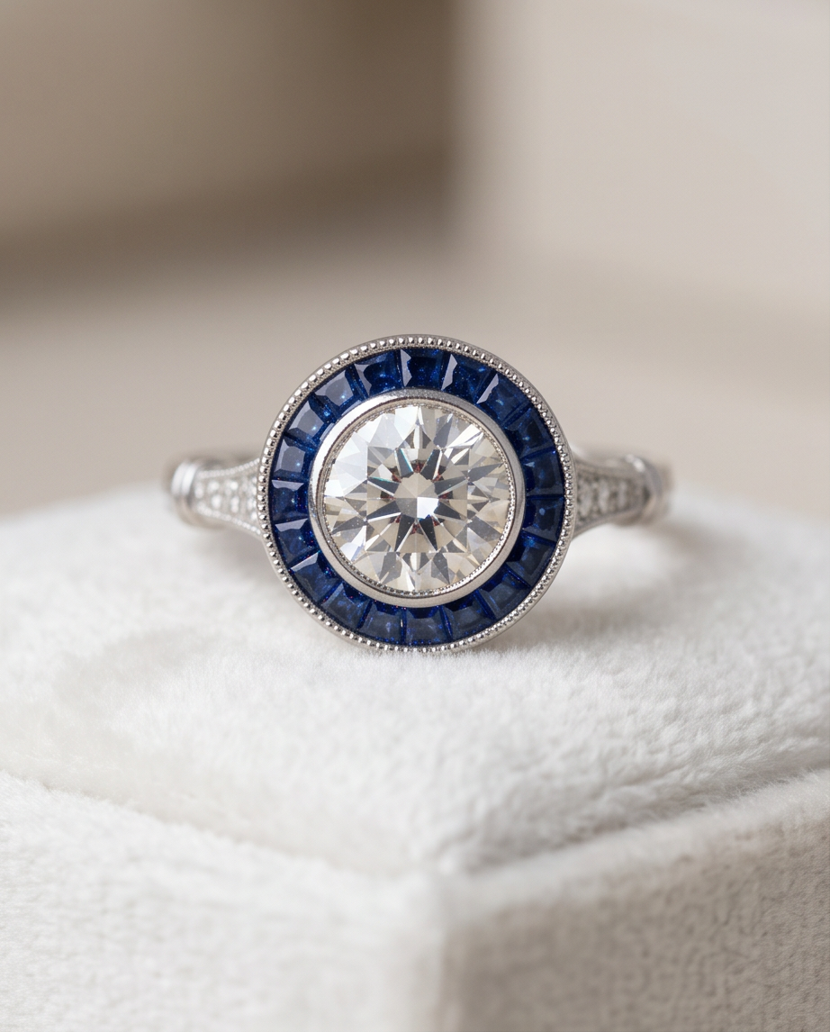 Diamond and Sapphire Art Deco Ring