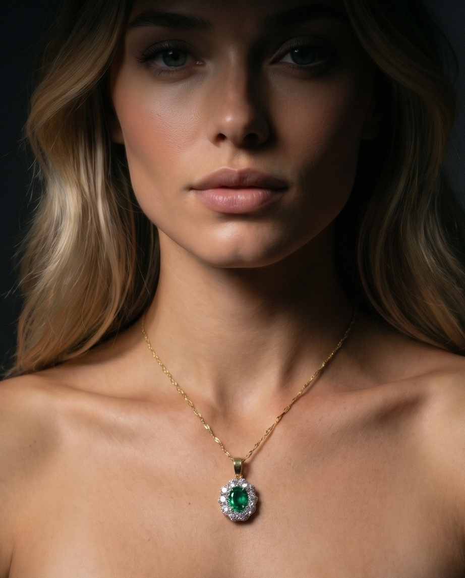 Emerald and Diamond Pendant