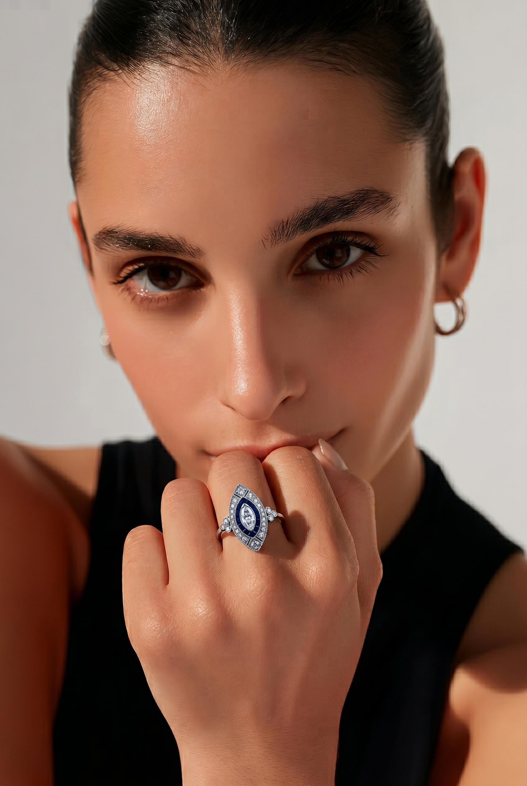 Art Deco-Inspired Marquise Cut Diamond Ring