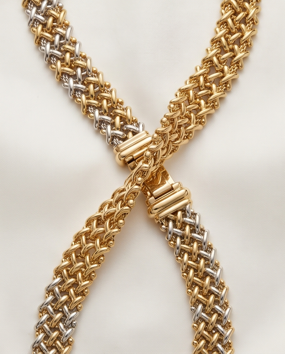 Two Tone Reversible Gold Necklace