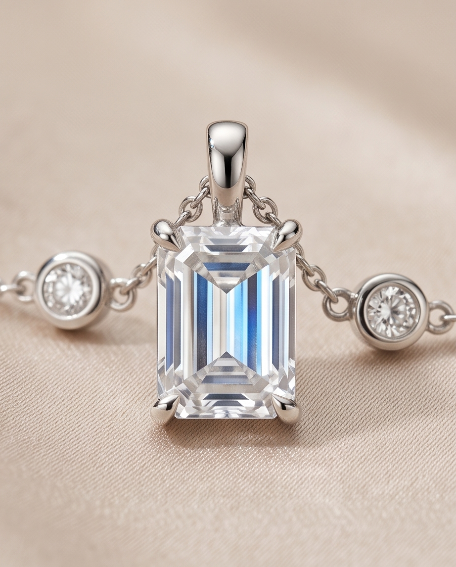 Emerald Cut Diamond Pendant
