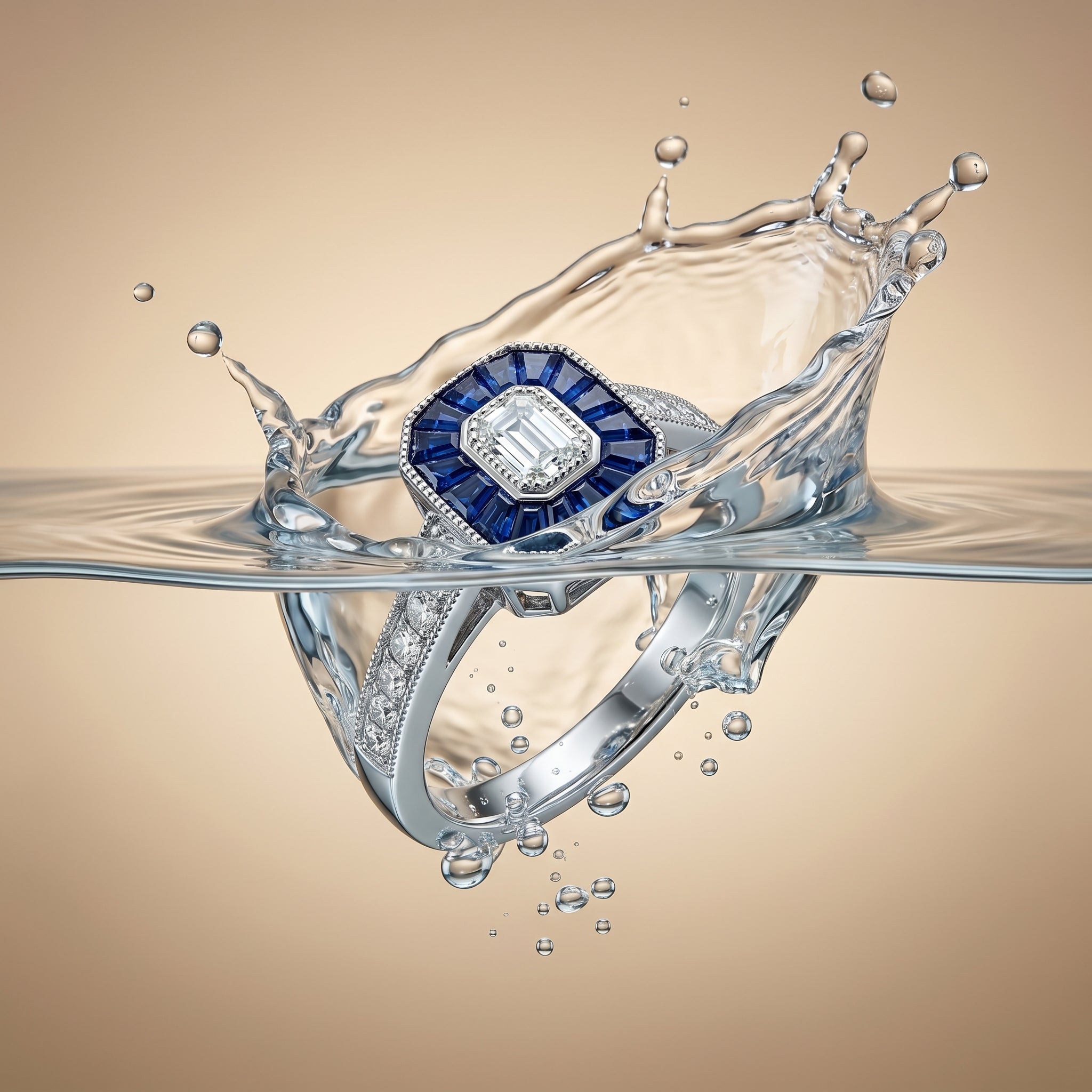 Sapphire and Diamond Art Deco Style Ring