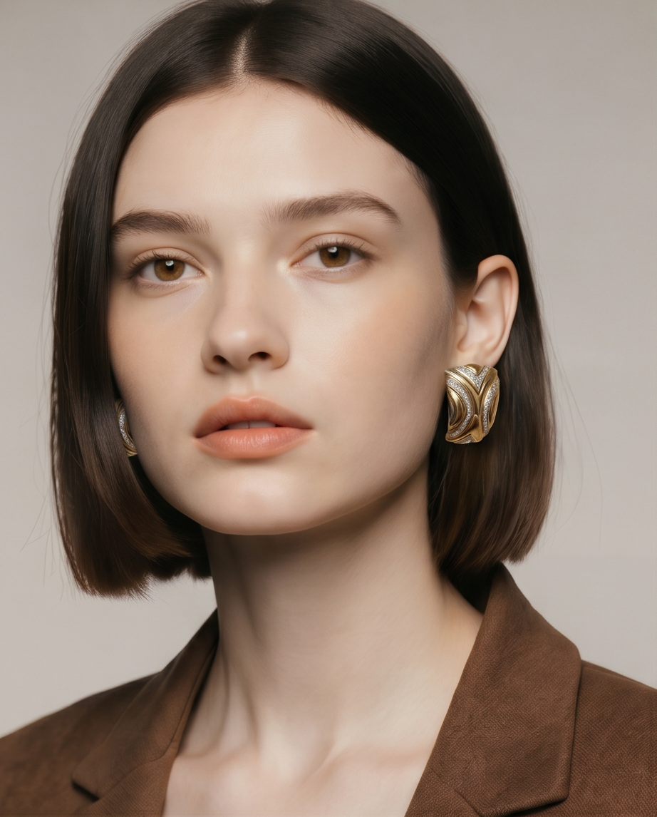 Yellow Gold and Diamond Statement Earrings