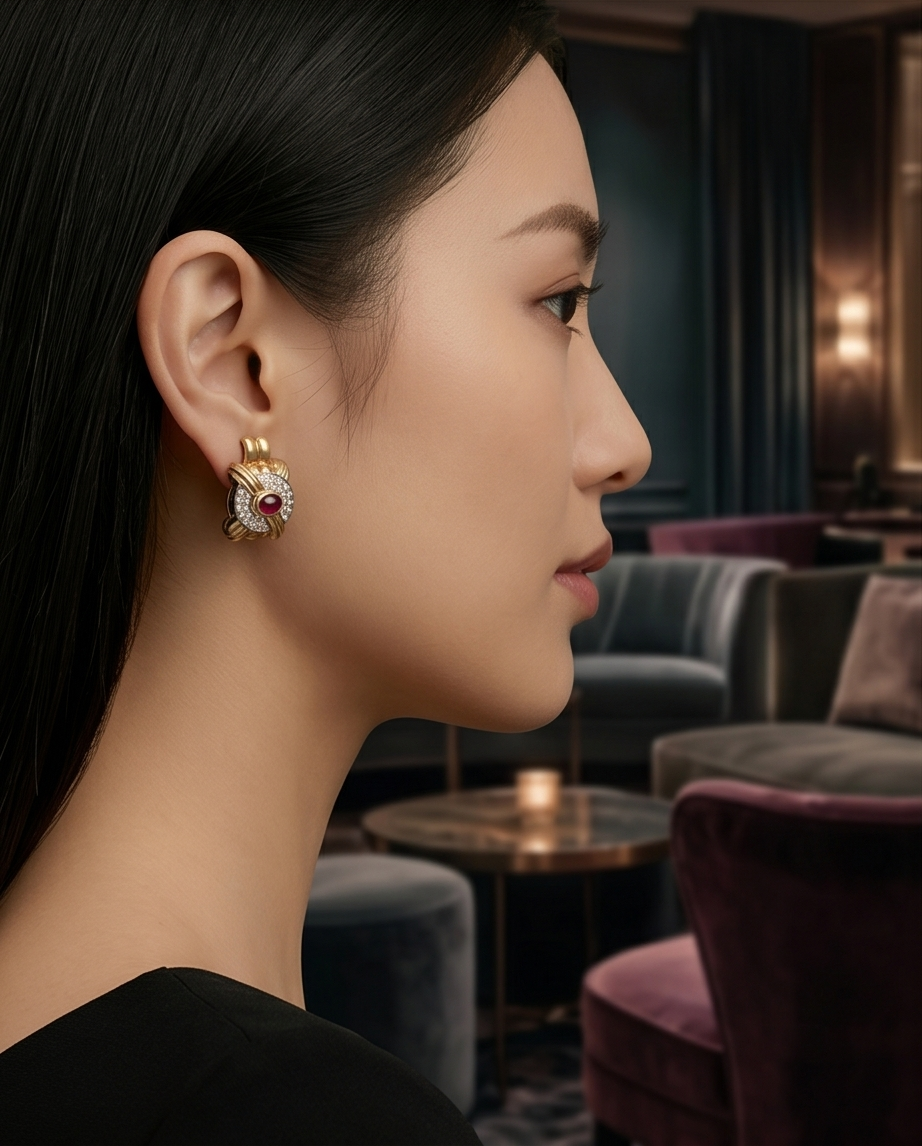 Ruby and Diamond Earrings