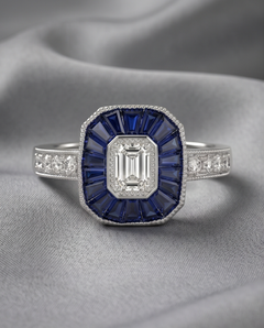 Sapphire and Diamond Art Deco Style Ring