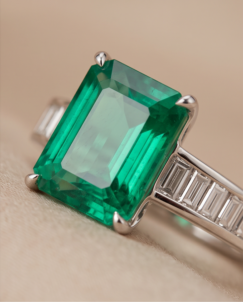 Emerald and Diamond Ring