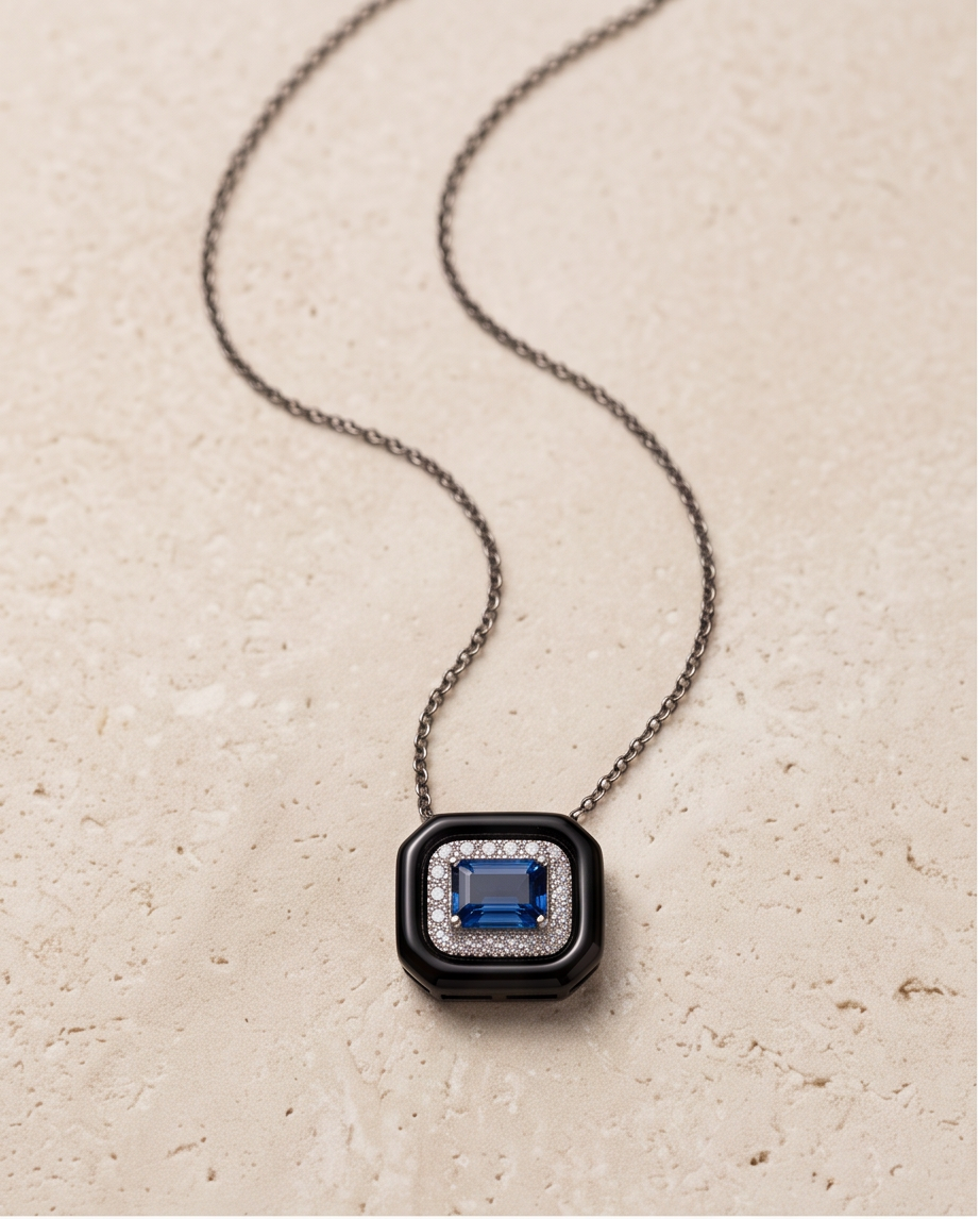 Sapphire and Onyx Pendant