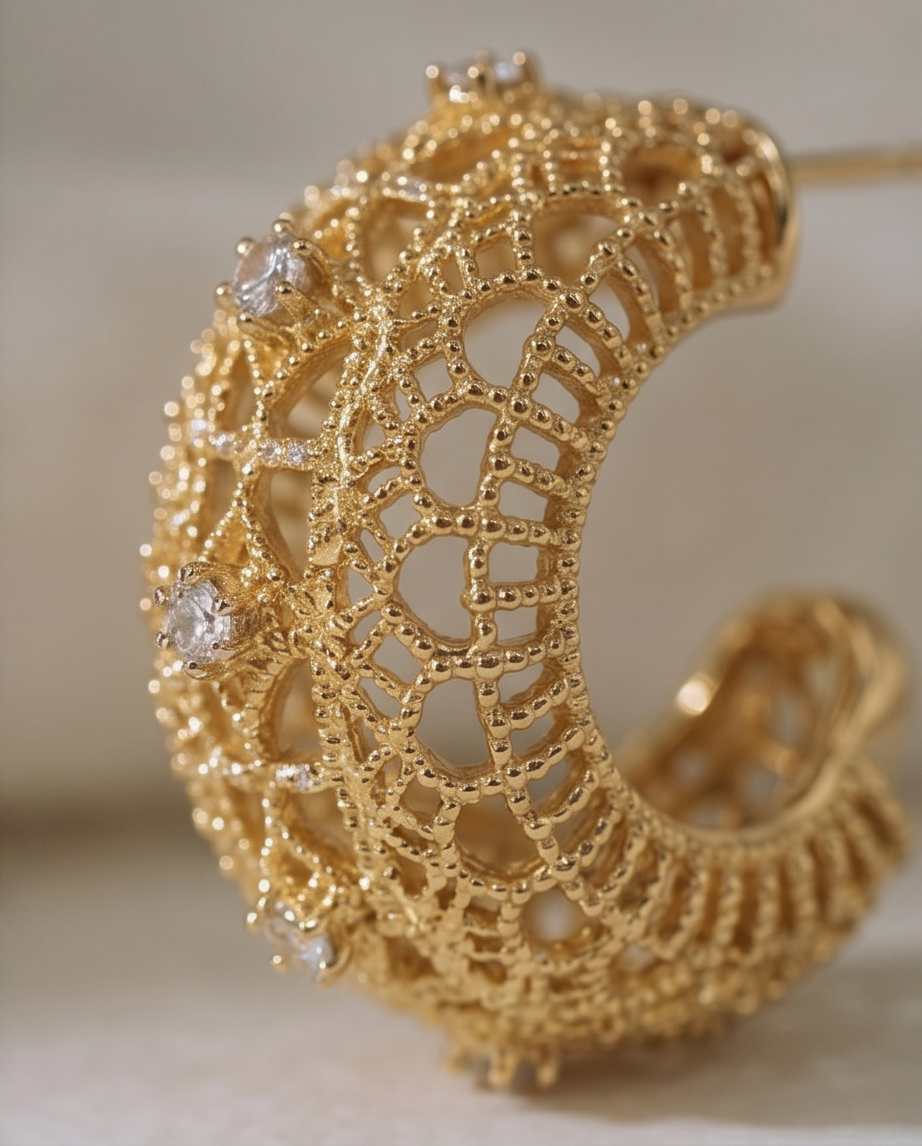 Yellow Gold Crescent Hoops