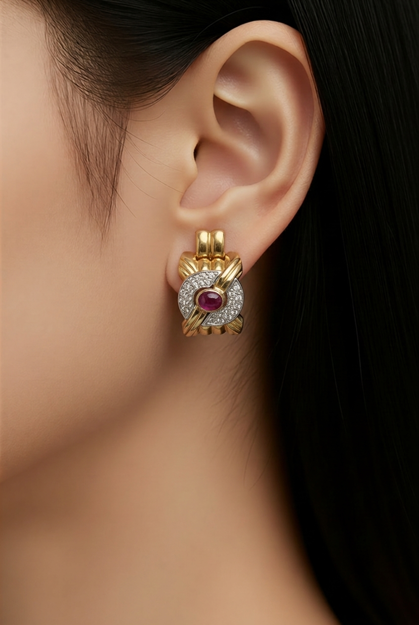 Ruby and Diamond Earrings