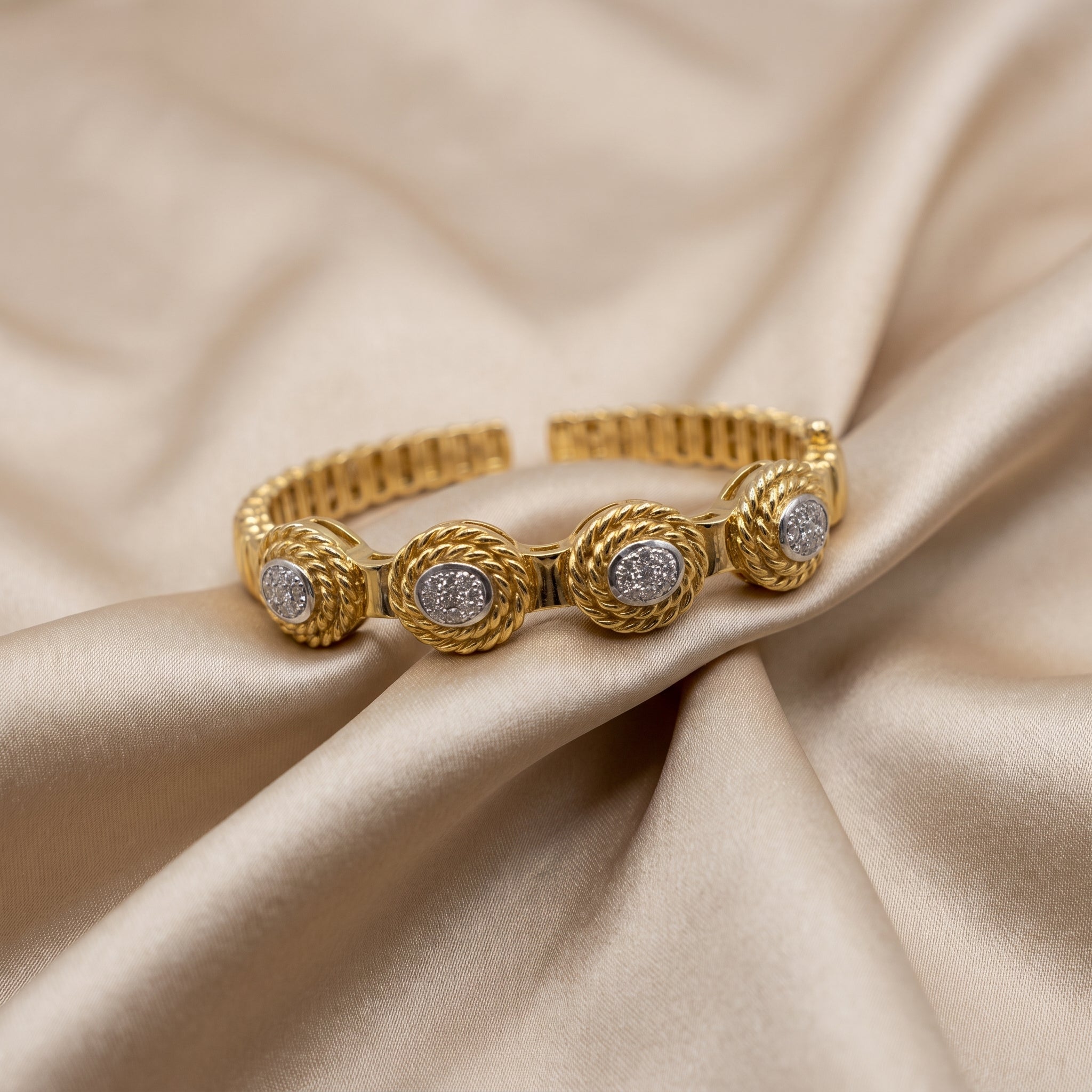 Yellow Gold and Pave Diamond Cuff
