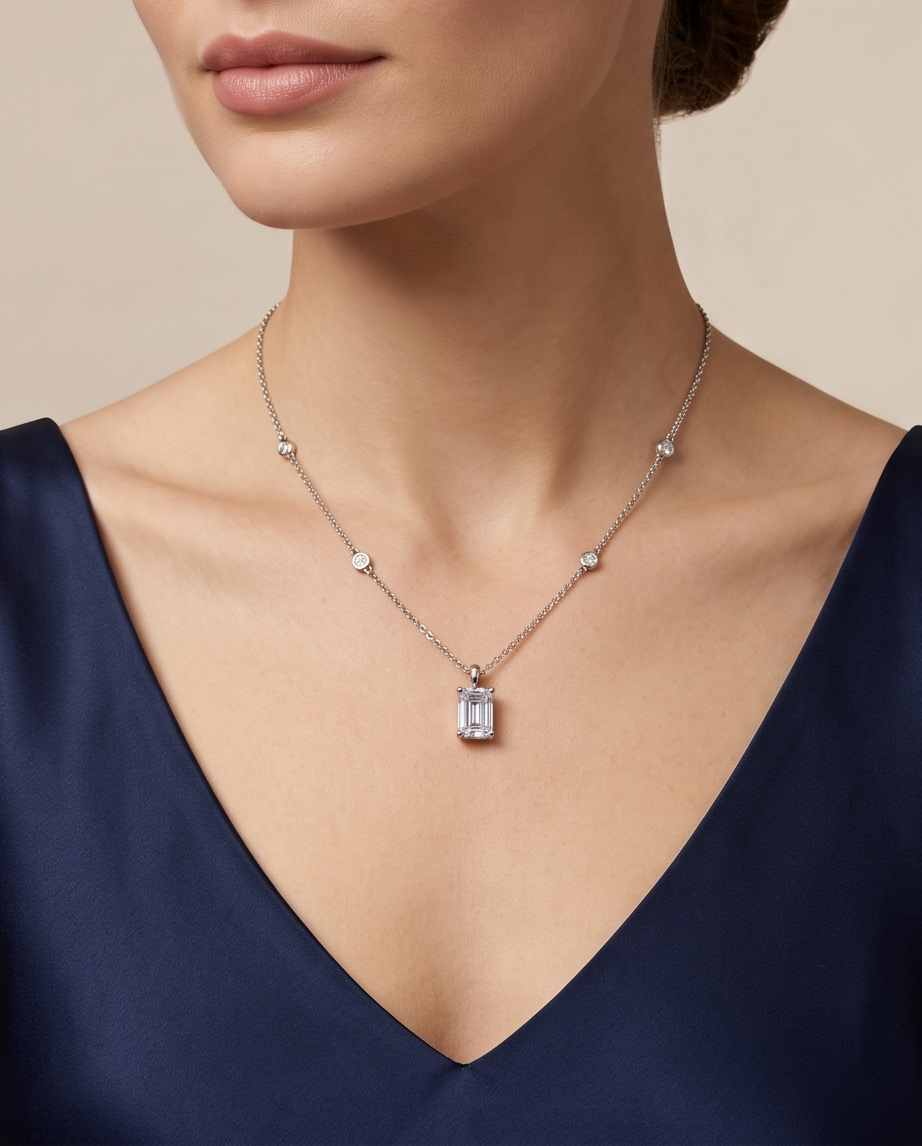 Emerald Cut Diamond Pendant