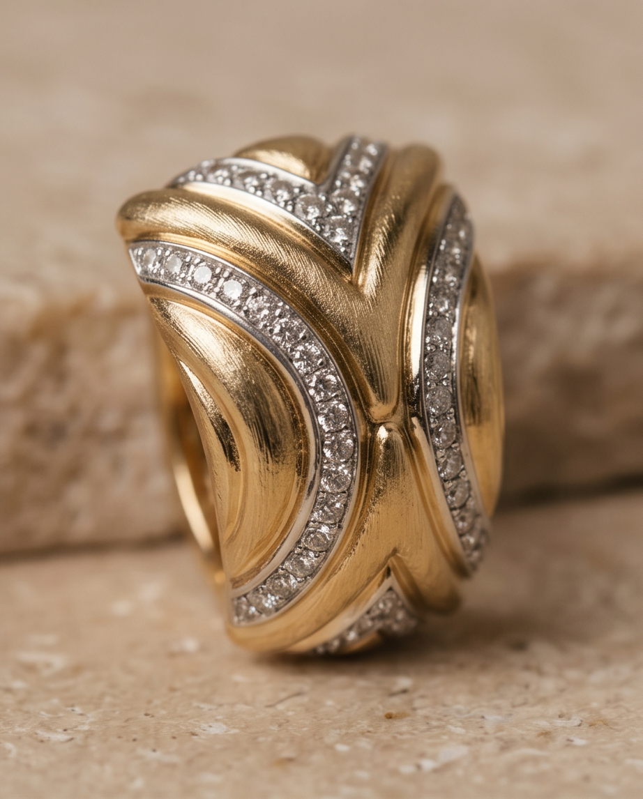Yellow Gold and Diamond Statement Earrings