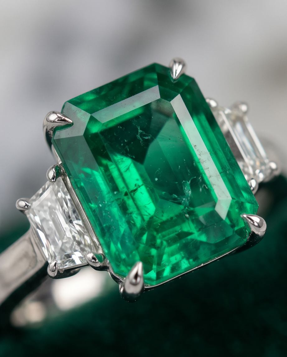 Emerald and Diamond Ring