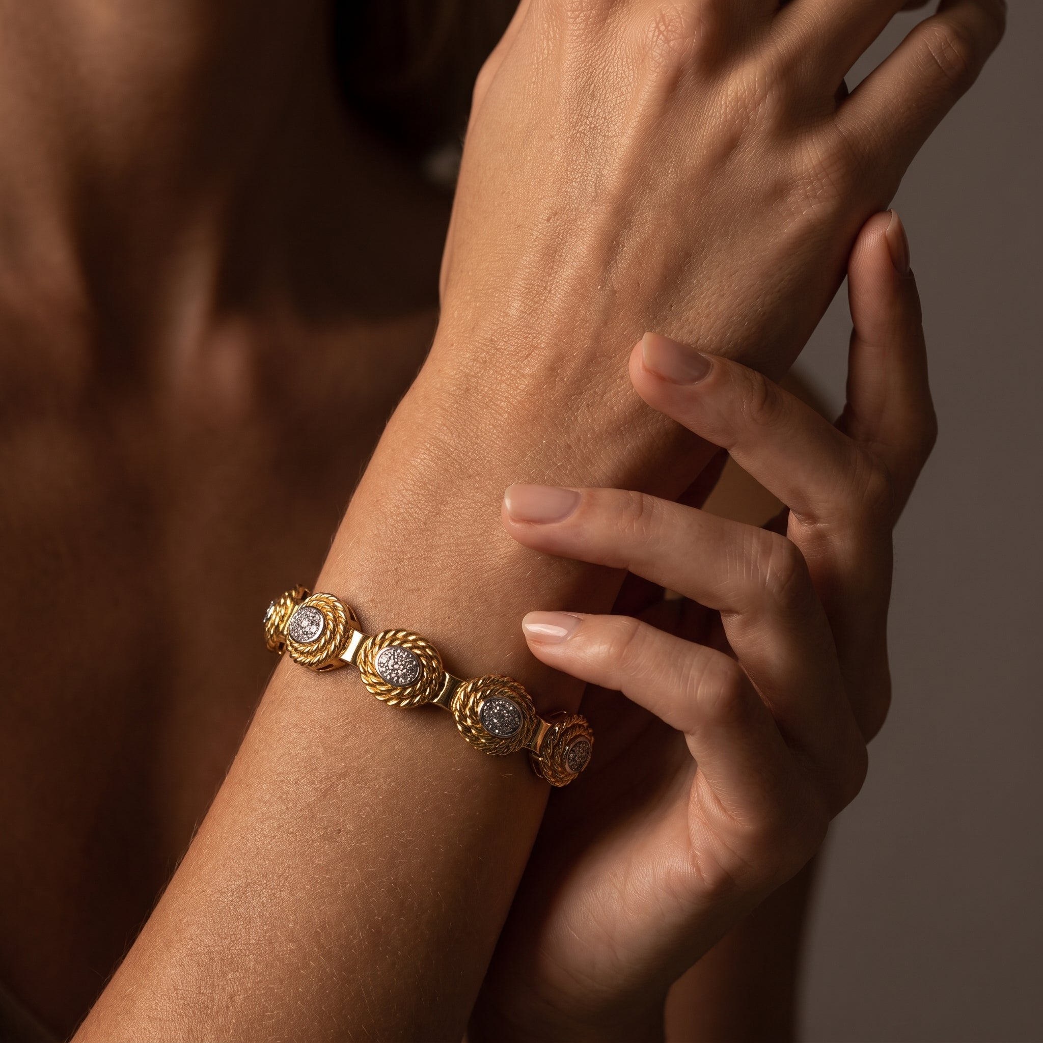 Yellow Gold and Pave Diamond Cuff