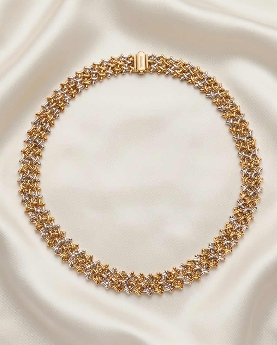 Two Tone Reversible Gold Necklace