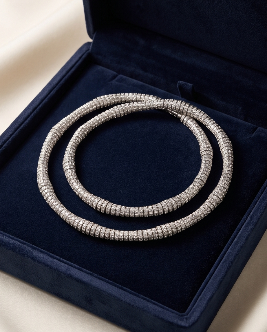 Pavé Diamond Rondelle Flexible Necklace