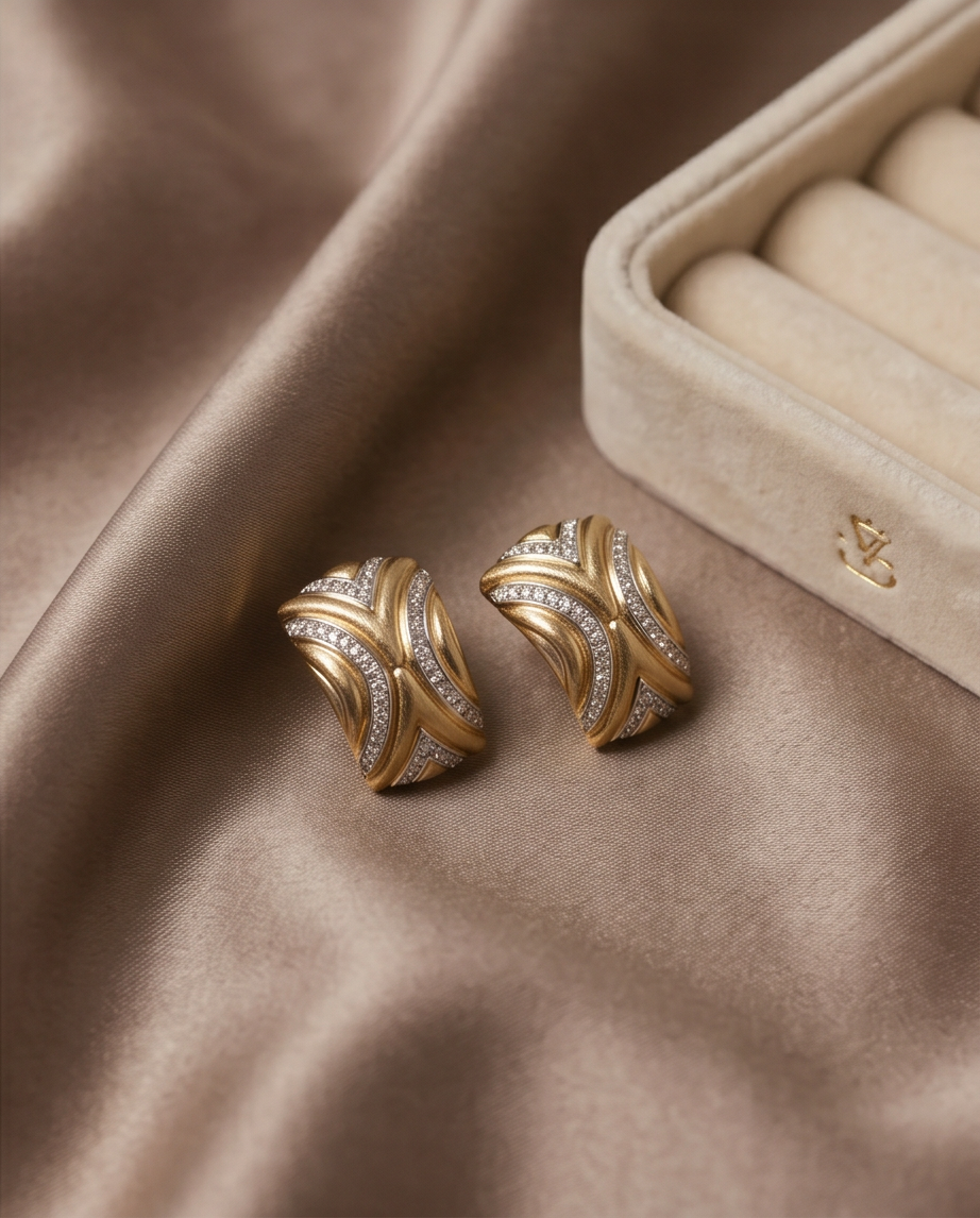 Yellow Gold and Diamond Statement Earrings