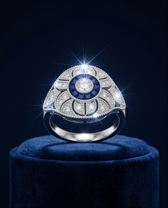 Diamond and Sapphire Art Deco Style Ring