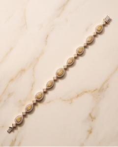 Fancy Yellow Diamond Halo Line Bracelet — 18kt Two-Tone, 8.33 ct TW
