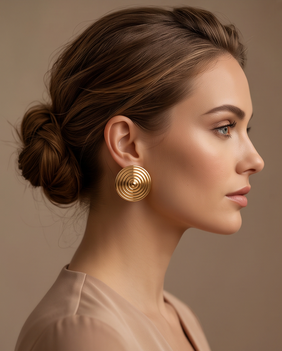 Vintage Concentric Gold Earrings