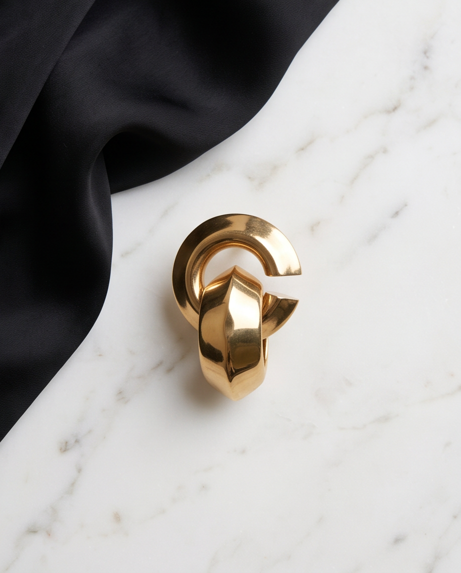 14K Yellow Gold Sculptural Door Knocker Earrings