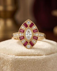 Ruby and Diamond Deco Style Ring