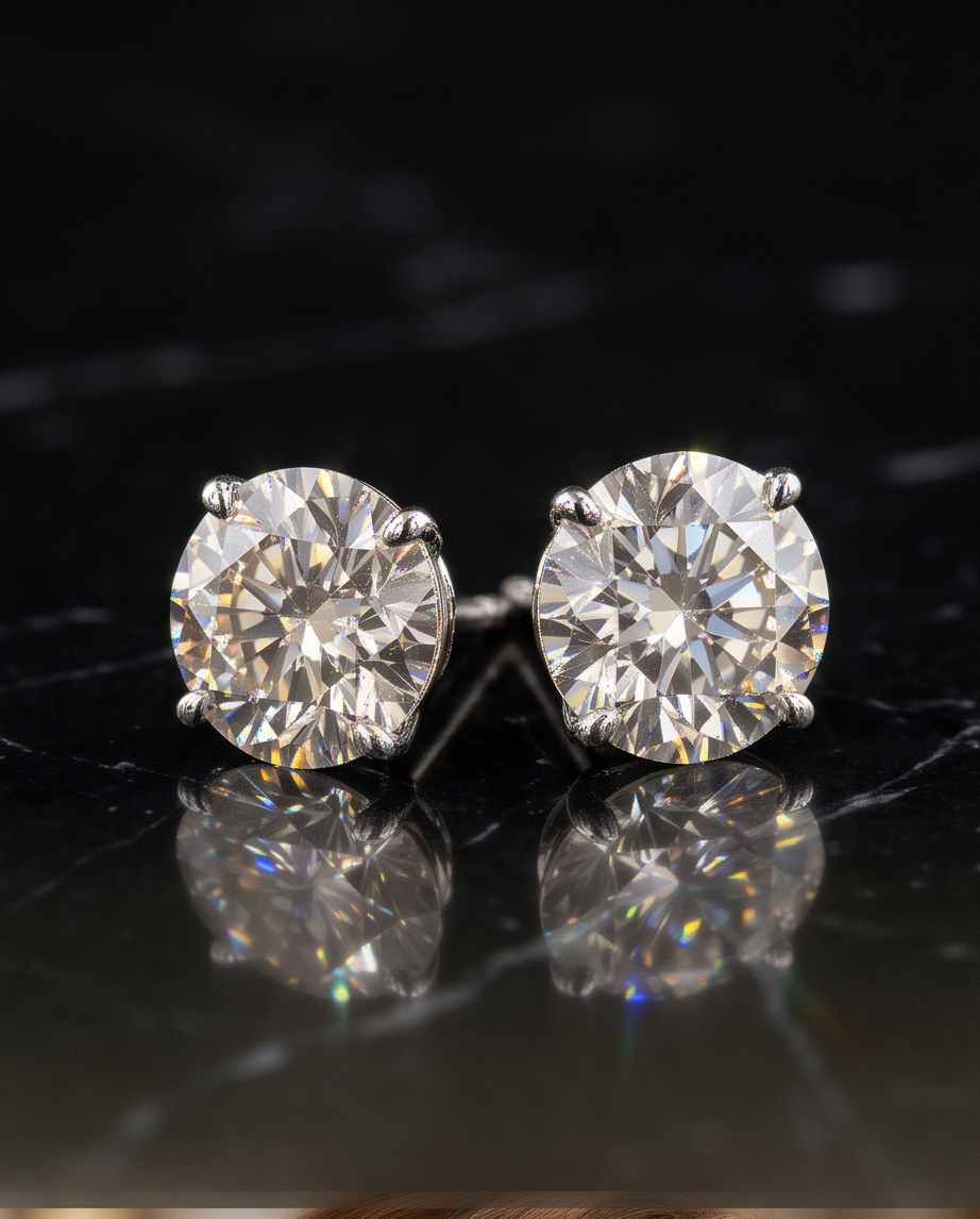 5.22 CTW Round Brilliant Diamond Stud Earrings