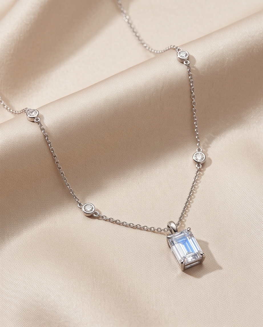 Emerald Cut Diamond Pendant