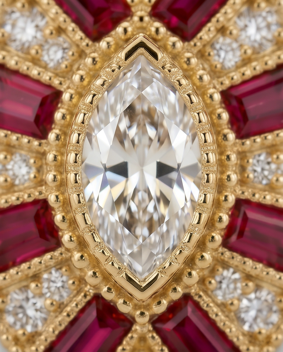 Ruby and Diamond Deco Style Ring