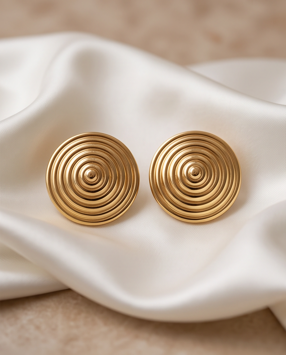 Vintage Concentric Gold Earrings