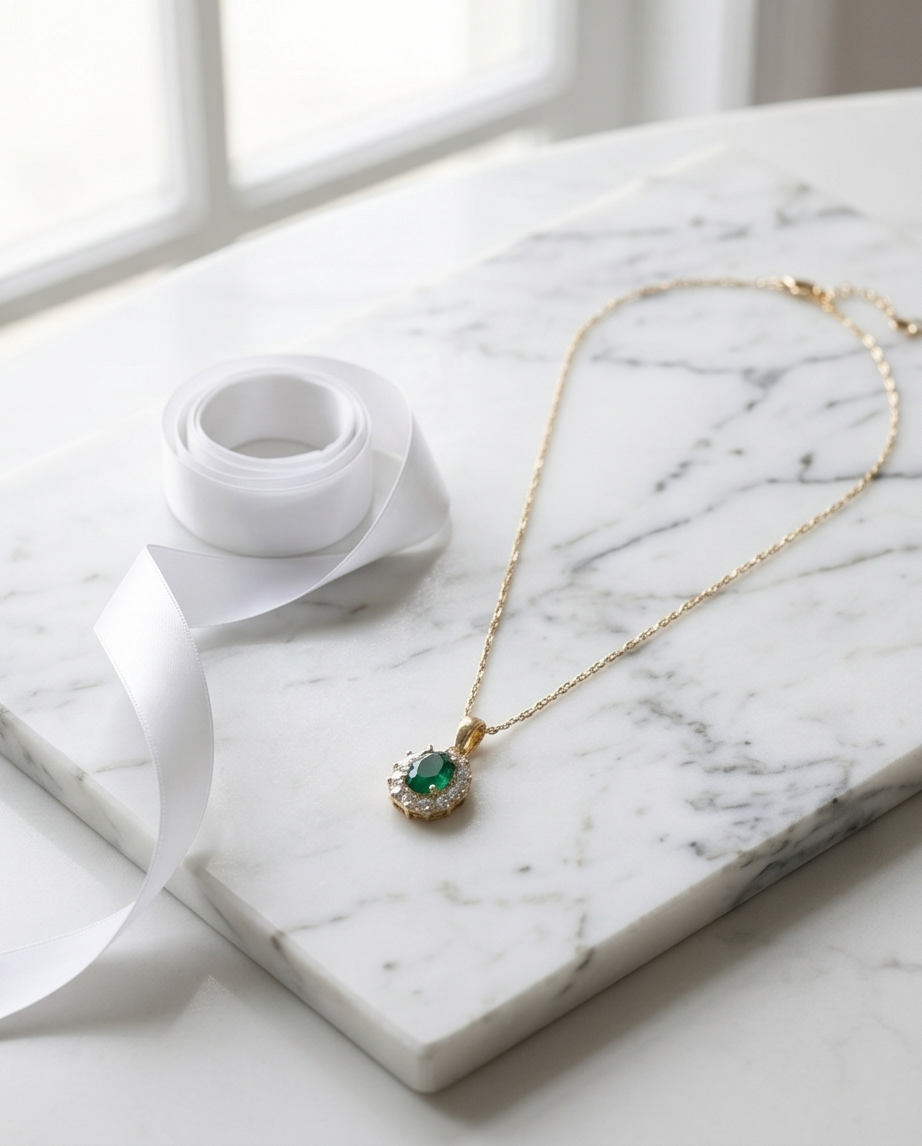 Emerald and Diamond Pendant