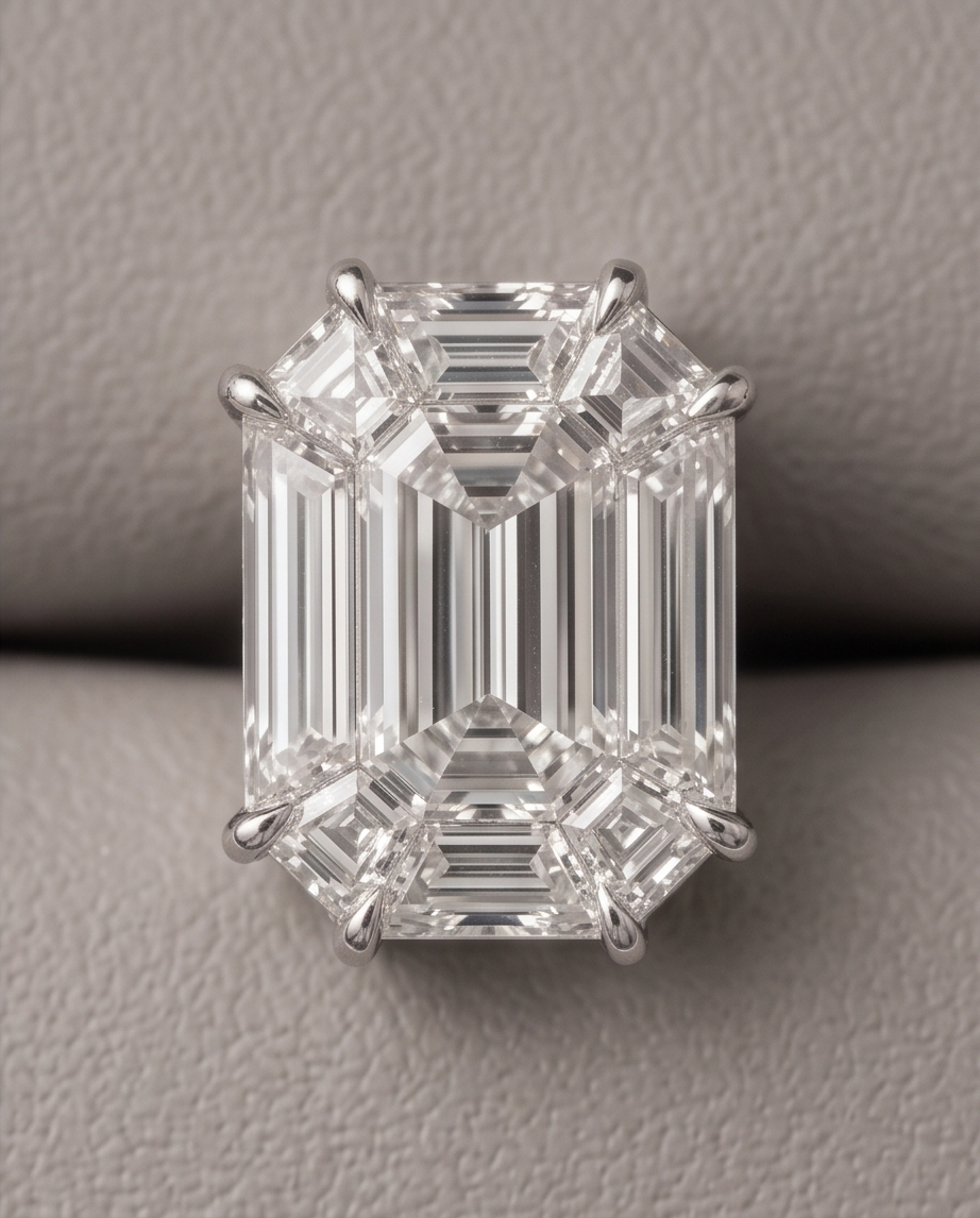 Emerald Illusion Diamond Stud Earrings — 1.09 ctw, 18K White Gold