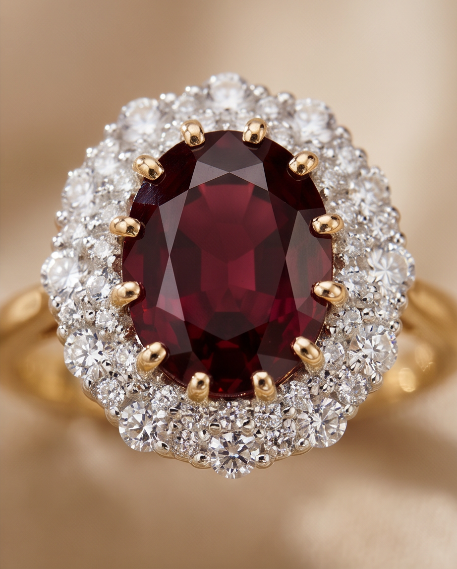 18K Yellow Gold & Platinum Ruby & Diamond Estate Ring
