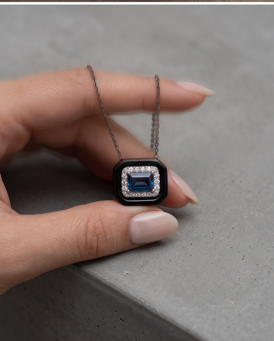Sapphire and Onyx Pendant