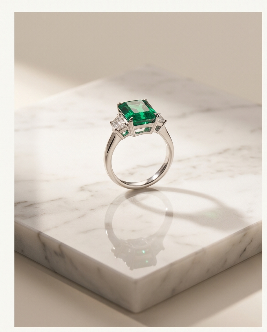 Emerald and Diamond Ring